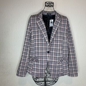 Torrid Womens Light Taupe Plaid Double Knit Blazer Jacket